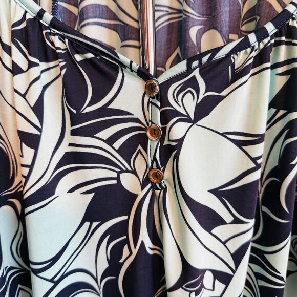 Lapis Women’s PL 3/4 Length Fluff Sleeve Green/Blue Blouse Dainty Colorful - Picture 5 of 9